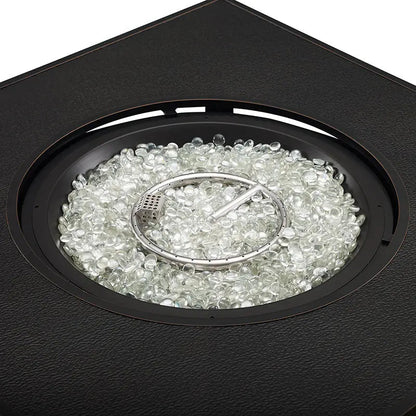 Henley 40-In. Round Aluminum Basketweave Convertible Gas Fire Pit Table
