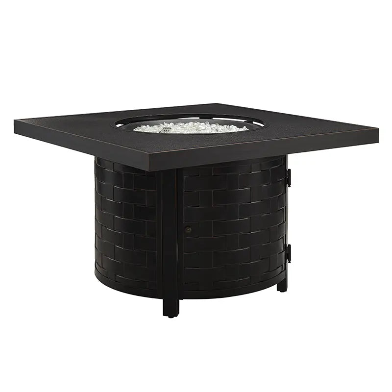 Henley 40-In. Round Aluminum Basketweave Convertible Gas Fire Pit Table
