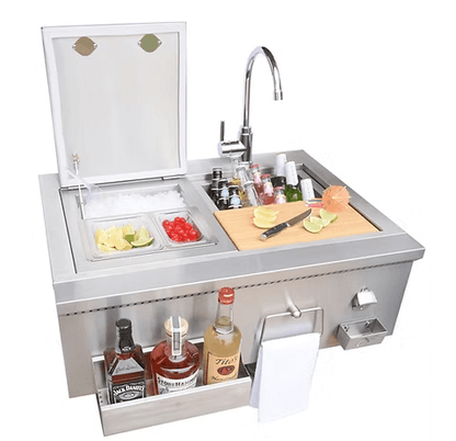 Kokomo 30" Built-In Bartender Cocktail Station With Sink Bottle Opener and Ice Chest  Backyard  Brillance