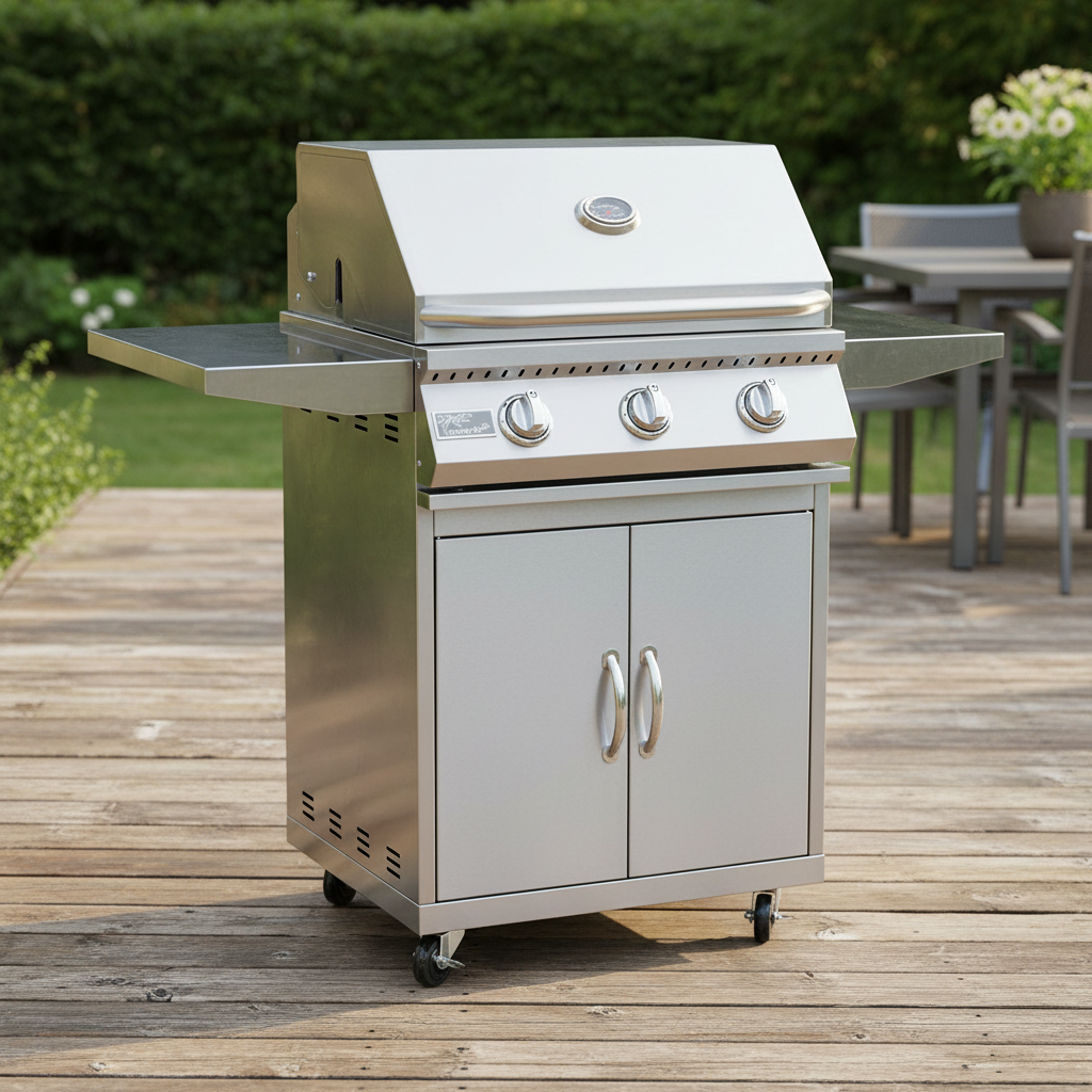 Kokomo 3 Burner 26 inch Cart Model BBQ Grill With Locking Casters