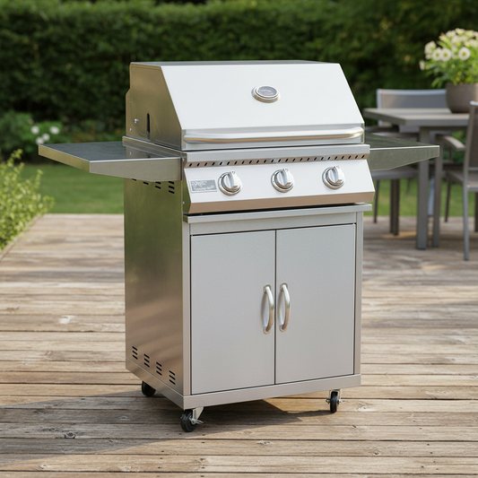 Kokomo 3 Burner 26 inch Cart Model BBQ Grill With Locking Casters