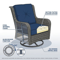 Patio Furniture Set 6-Piece Outdoor Patio Conversation Set with Blue Cushions Lawn Furniture — How It Works