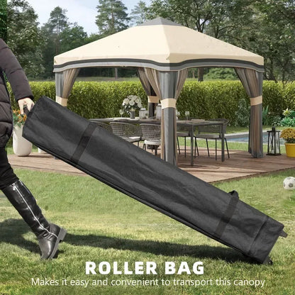 10' x 10' Outsunny Pop-Up Gazebo – Adjustable Instant Shelter with Privacy Netting & Wheeled Carry Bag