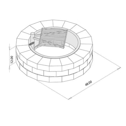 48 Inch Round Outdoor Concrete Block Fire Pit Kit with Cooking Grill Grate