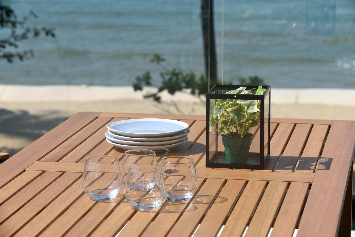 The Manhattan & Orlando Dining Collection: Hand-Finished Wood Table with Sophisticated Black Seating