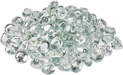 20 Pound Fire Glass Diamonds - 1Inch Clear Fire Glass for Propane Fire Pit, Decorative Fire Pit Glass Rocks for Gas Fireplace, Crystal Luster