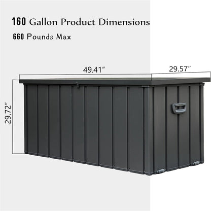 160 Gallon Outdoor Storage Deck Box Waterproof, Large Patio Storage Bin