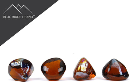 Fire Pit Glass Diamonds for Fire Pits (Amber, 50 Lb)