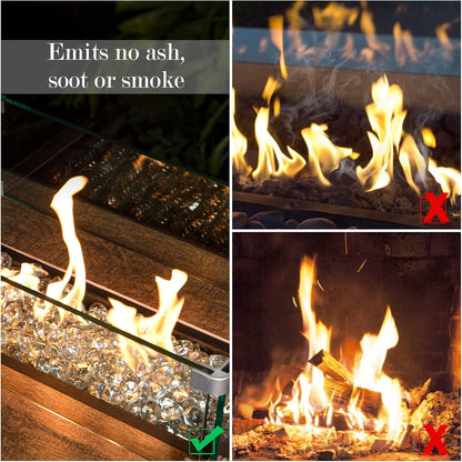 20 Pound Fire Glass Diamonds - 1Inch Clear Fire Glass for Propane Fire Pit, Decorative Fire Pit Glass Rocks for Gas Fireplace, Crystal Luster