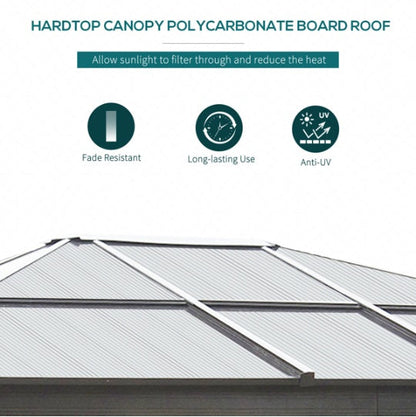 Hardtop Outdoor Pergola Gazebo – Aluminum Frame, Polycarbonate Roof & Removable Netting
