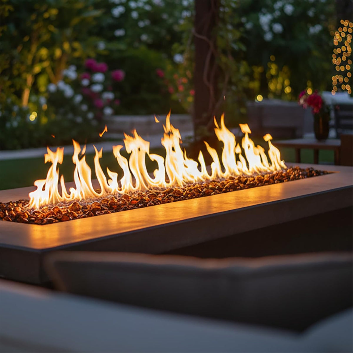 Fire Pit Glass Diamonds for Fire Pits (Amber, 50 Lb)