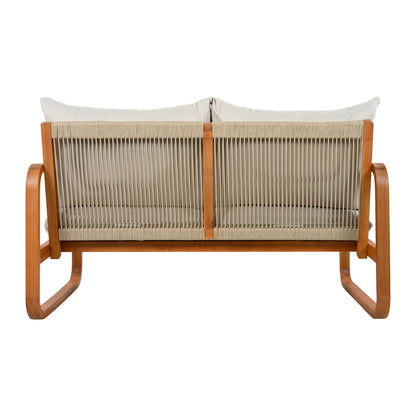 4-Piece Acacia Wood Outdoor Patio Furniture Set with Thick Cushions