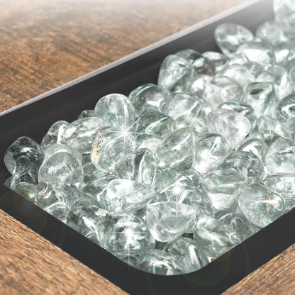 20 Pound Fire Glass Diamonds - 1Inch Clear Fire Glass for Propane Fire Pit, Decorative Fire Pit Glass Rocks for Gas Fireplace, Crystal Luster