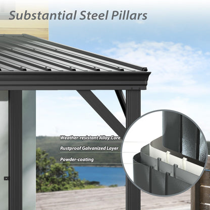 10'x16' Hardtop Wall Mounted Gazebo