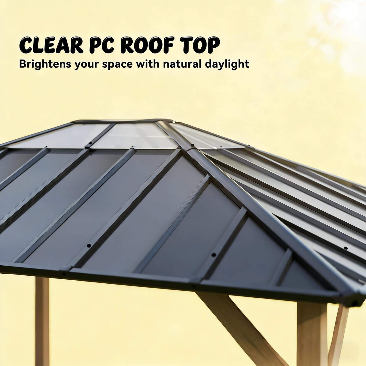 8’ x 10’ Alora Heavy-Duty Fir Wood Hardtop Gazebo With Galvanized Steel Roof And Ceiling Hooks (SAK29467)