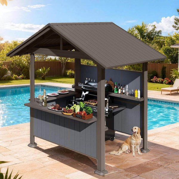 6’ x 9’ Alora Heavy-Duty Gable Roof Hardtop Grill Gazebo (SAK49731)