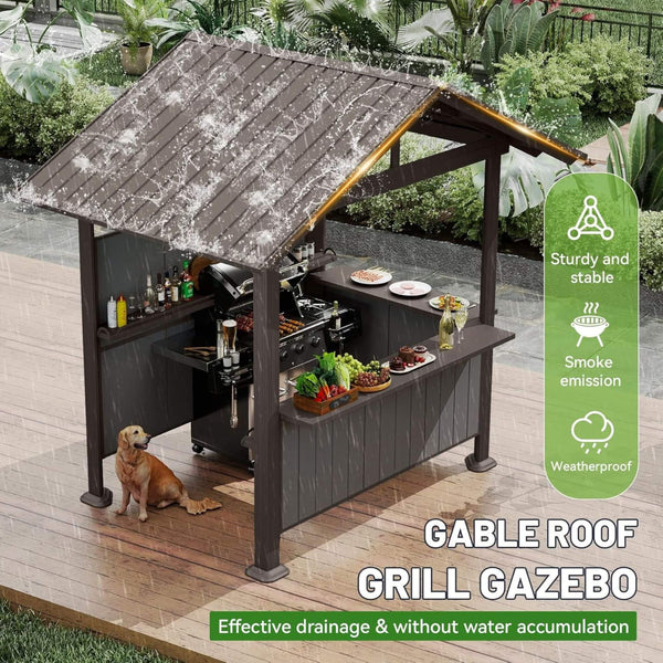 6’ x 9’ Alora Heavy-Duty Gable Roof Hardtop Grill Gazebo (SAK49731)