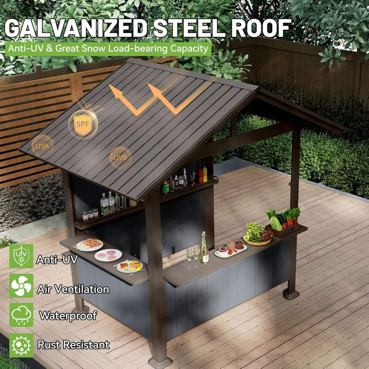 6’ x 9’ Alora Heavy-Duty Gable Roof Hardtop Grill Gazebo (SAK49731)