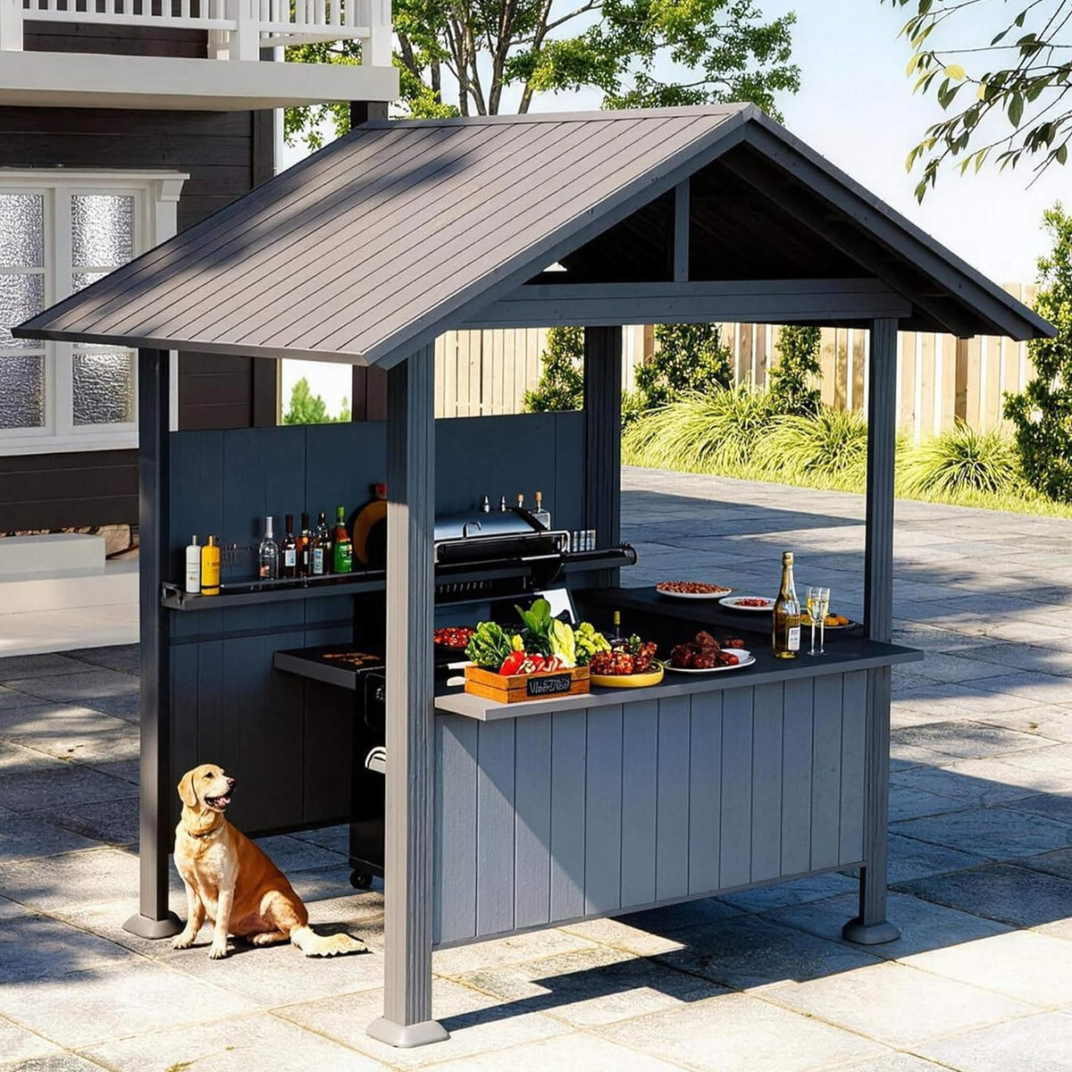 6’ x 9’ Alora Heavy-Duty Gable Roof Hardtop Grill Gazebo (SAK49731)