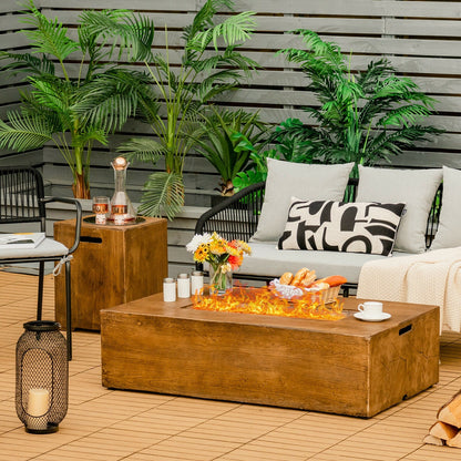2-Piece Outdoor Propane Fire Pit Table Set with Tank Holder