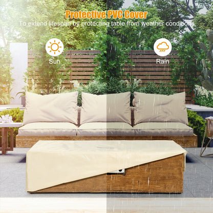 2-Piece Outdoor Propane Fire Pit Table Set with Tank Holder