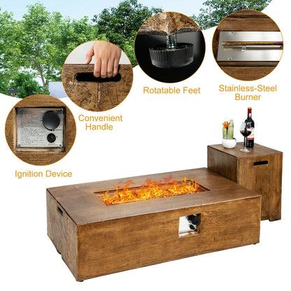 2-Piece Outdoor Propane Fire Pit Table Set with Tank Holder