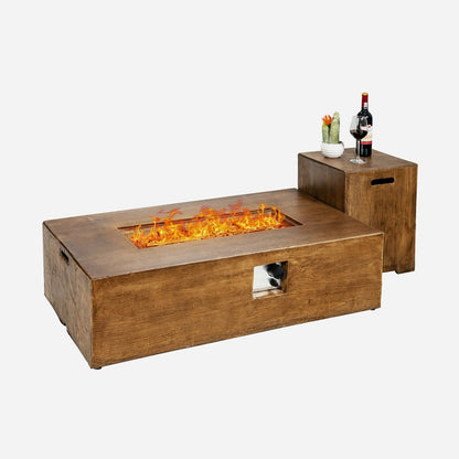 2-Piece Outdoor Propane Fire Pit Table Set with Tank Holder