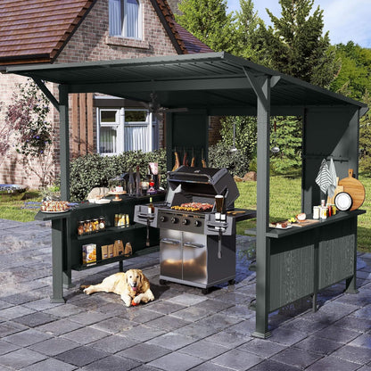 9’ x 10’ Alora Modern Slanted Hardtop Alloy Steel Grill Gazebo (SAK32687)