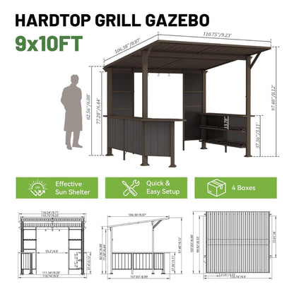 9’ x 10’ Alora Modern Slanted Hardtop Alloy Steel Grill Gazebo (SAK32687)