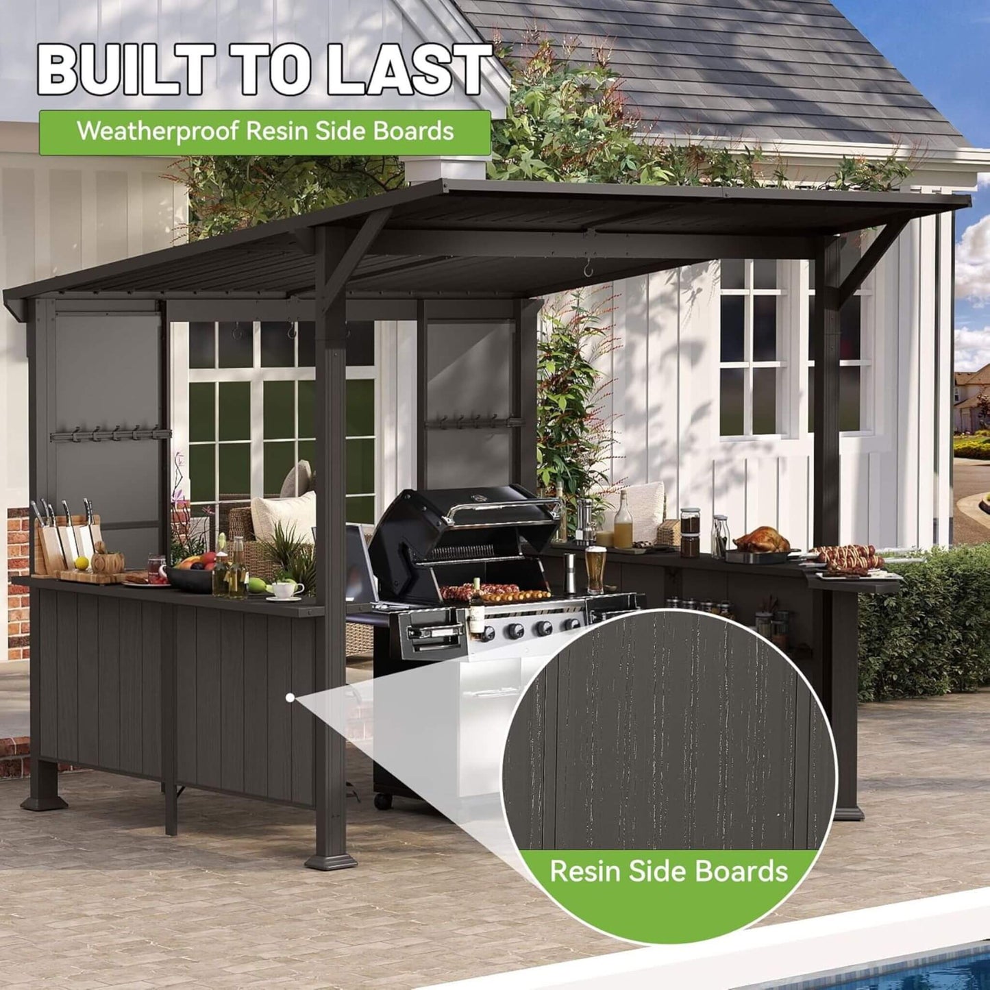 9’ x 10’ Alora Modern Slanted Hardtop Alloy Steel Grill Gazebo (SAK32687)