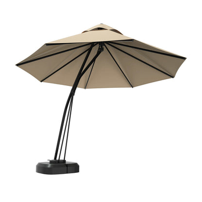 11' Grand Cantilever Umbrella – Premium 360° Rotating Sunshade with Integrated Wheeled Base