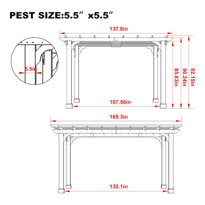 Alora Premium Outdoor Cedar Wood Pergola With Slatted Roof (SAK87024)