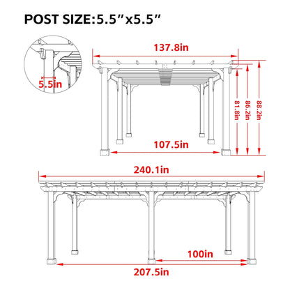 Alora Premium Outdoor Cedar Wood Pergola With Slatted Roof (SAK87024)