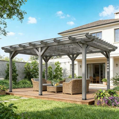 9' x 12' Alora Premium Outdoor Wooden Grape Trellis Pergola (SAK18579)