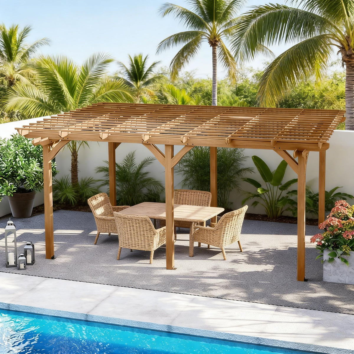 9' x 12' Alora Premium Outdoor Wooden Grape Trellis Pergola (SAK18579)