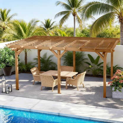 9' x 12' Alora Premium Outdoor Wooden Grape Trellis Pergola (SAK18579)