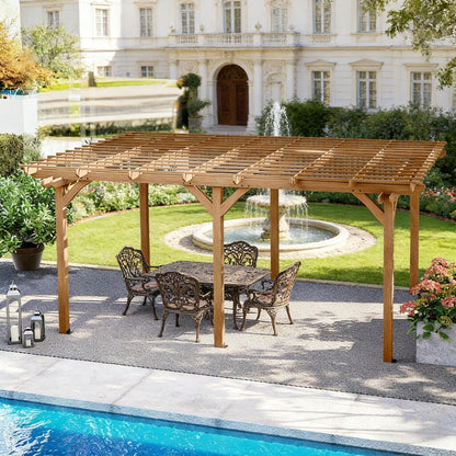 9' x 12' Alora Premium Outdoor Wooden Grape Trellis Pergola (SAK18579)