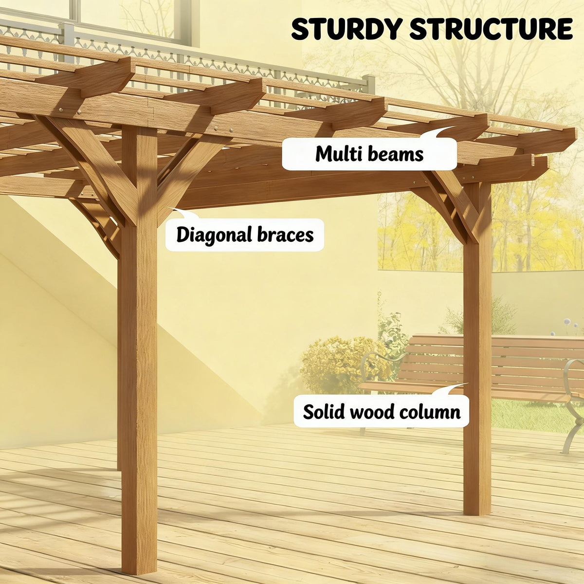 9' x 12' Alora Premium Outdoor Wooden Grape Trellis Pergola (SAK18579)
