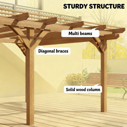 9' x 12' Alora Premium Outdoor Wooden Grape Trellis Pergola (SAK18579)