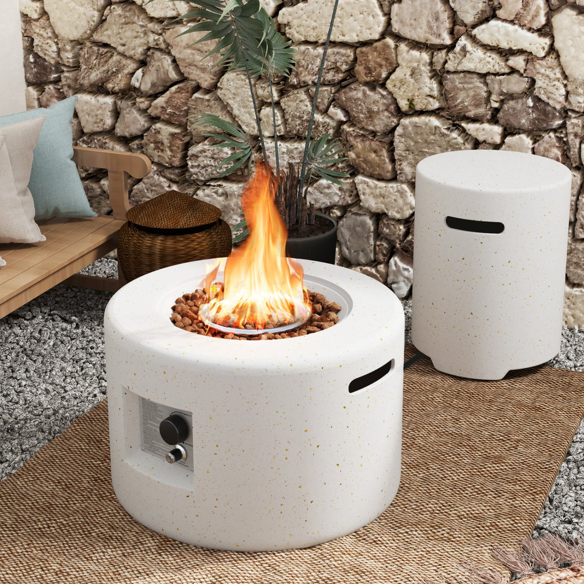 40K BTU Fire Pit Table Set with Hideaway Tank Holder